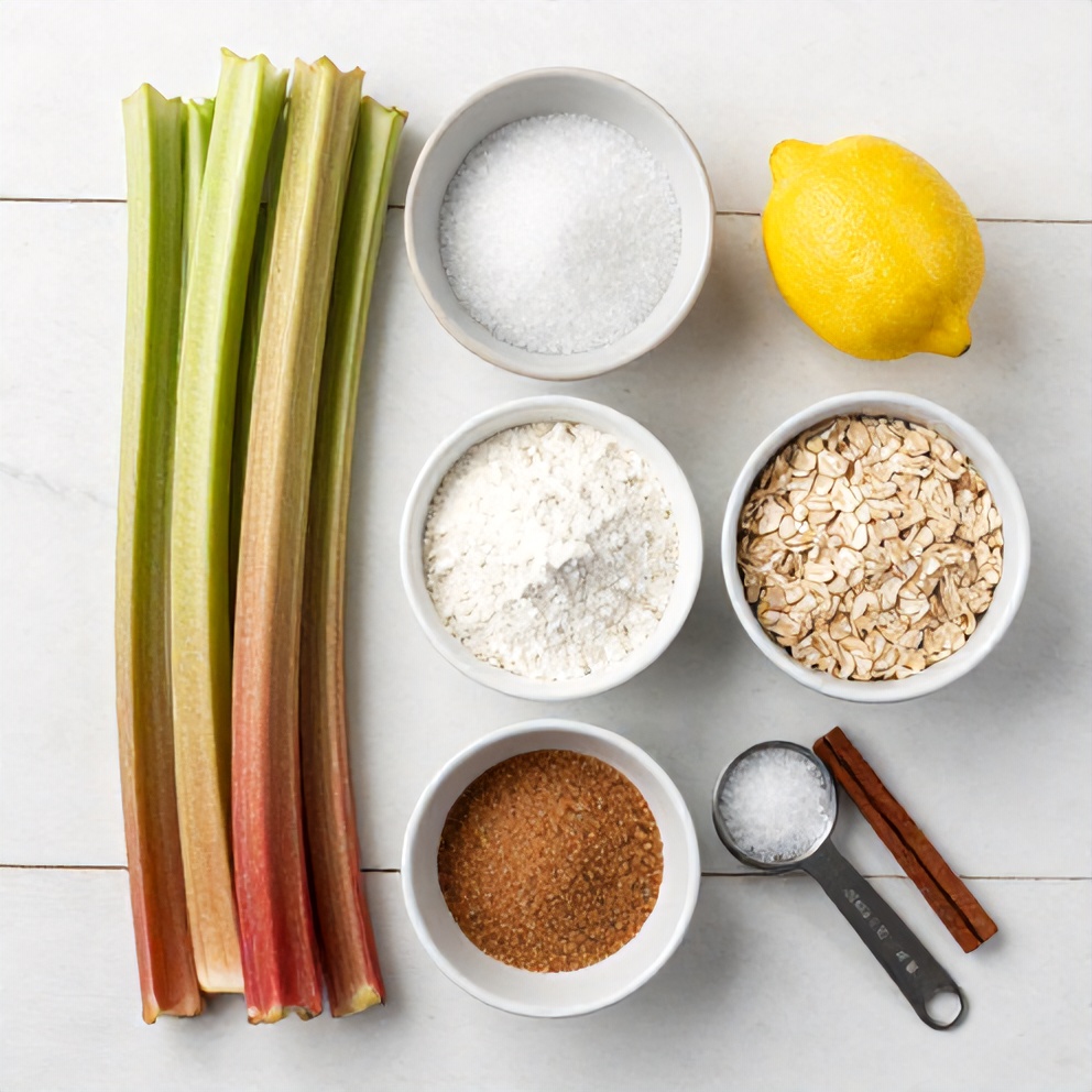 Raw Ingredients for Rhubarb Crisp