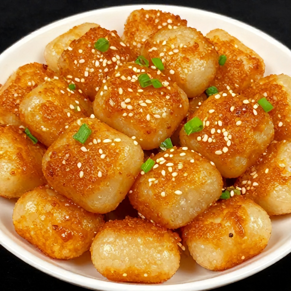 Plated Sweet Soy Butter Korean Rice Cakes