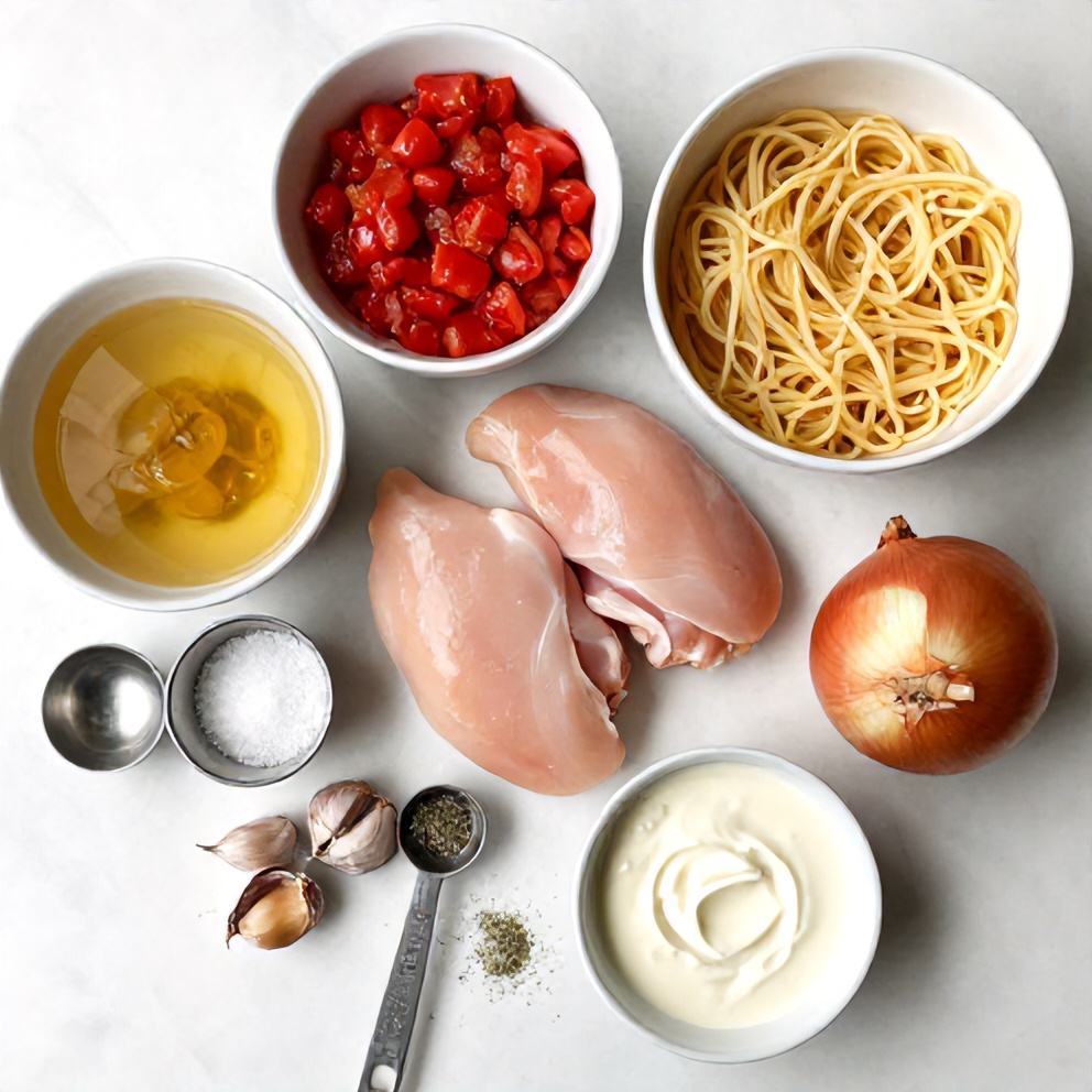 Raw ingredients for Crock Pot Creamy Chicken Parmesan Soup