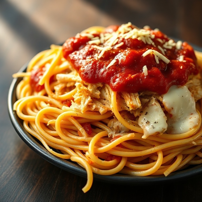 Easy Crockpot Chicken Spaghetti
