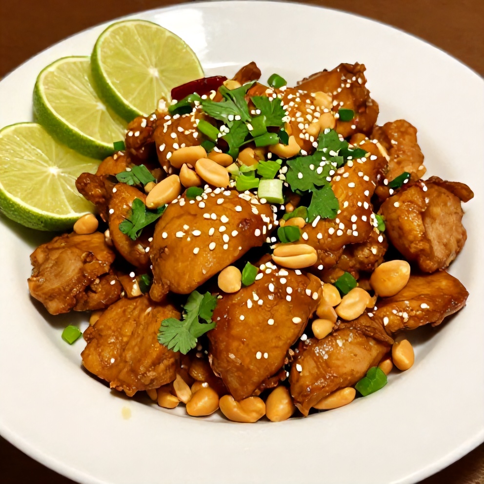 Thai Peanut Chicken served on a plate