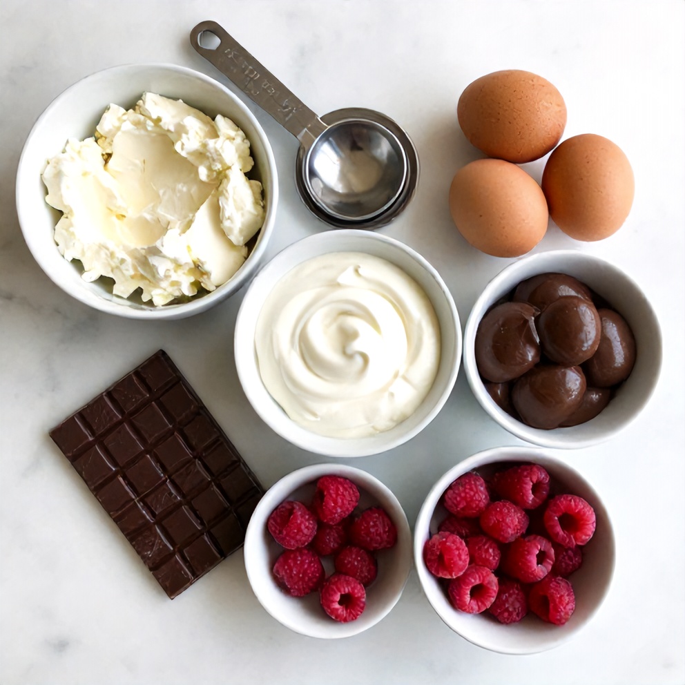 Dark Chocolate Raspberry Cheesecake Ingredients