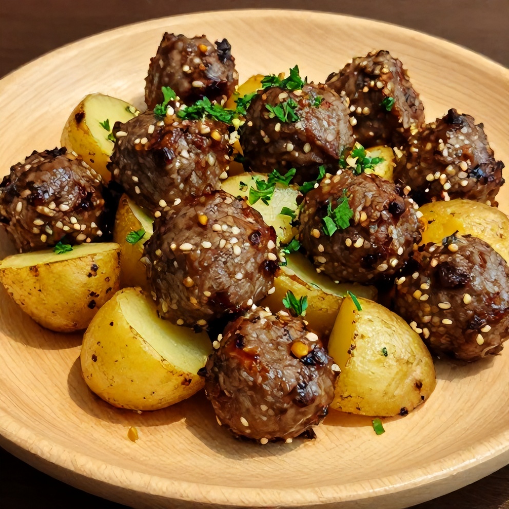 Plated Garlic Butter Steak Bites with Parsley