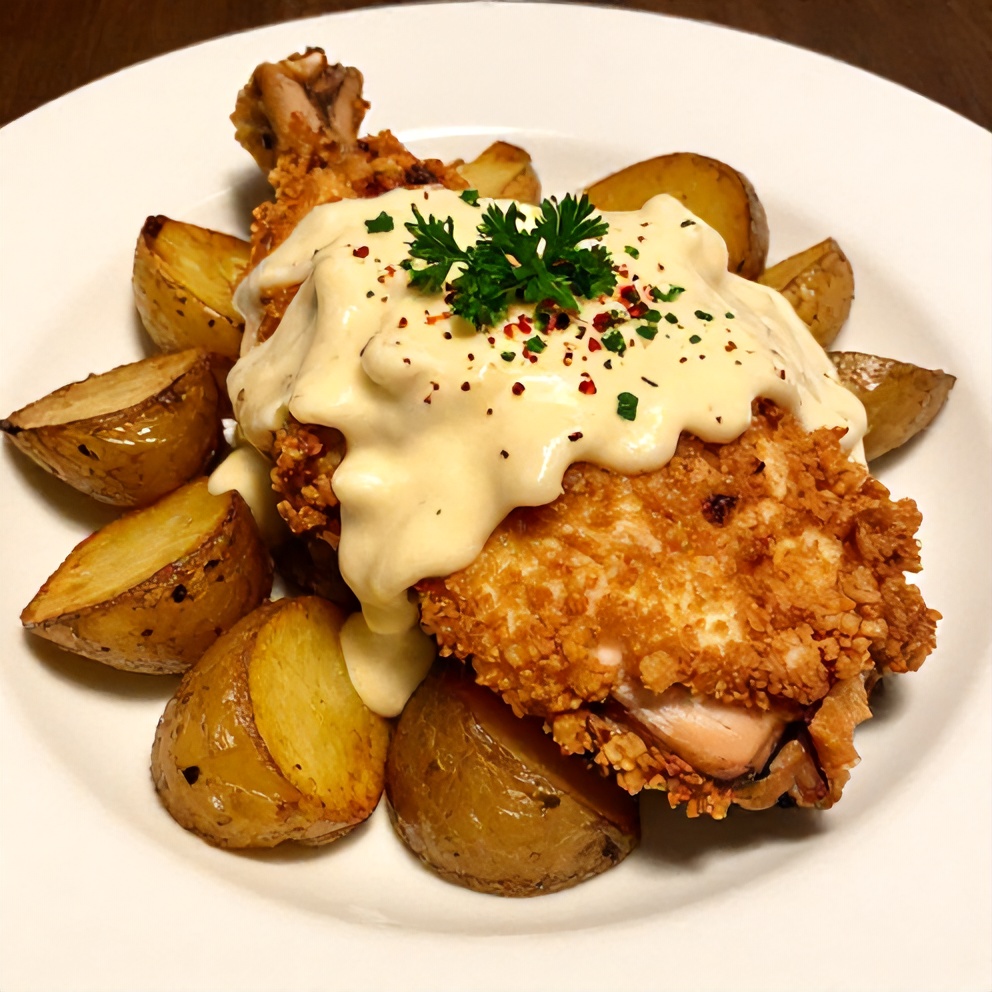 Garlic Parmesan Chicken and Potatoes plated