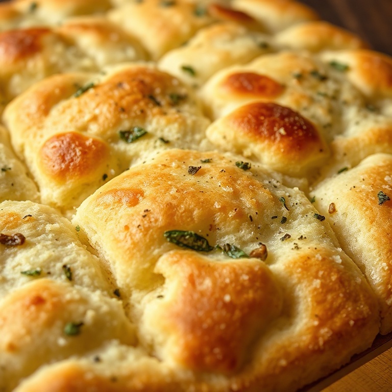 Perfectly baked garlic parmesan focaccia with golden crust and crispy edges