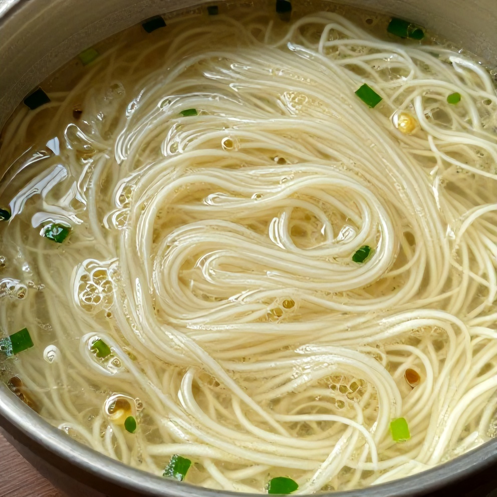 Easy Ginger Garlic Broth with Rice Noodles