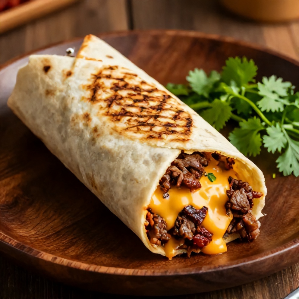 Grilled Cheese Burrito with Spicy Beef & Cheese