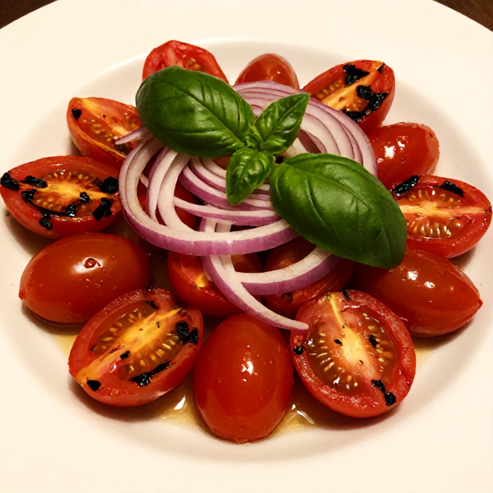 Plated Grilled Cherry Tomato Salad
