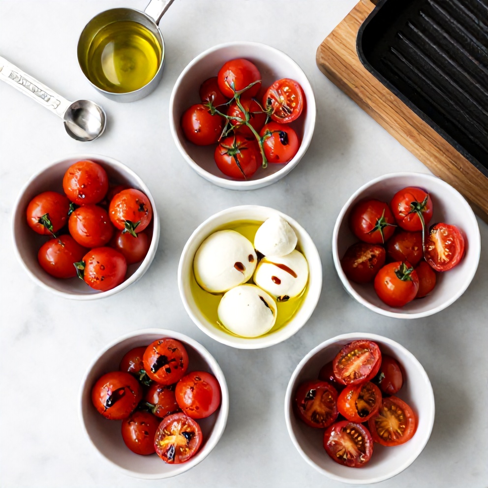 Raw Ingredients for Grilled Cherry Tomato Salad