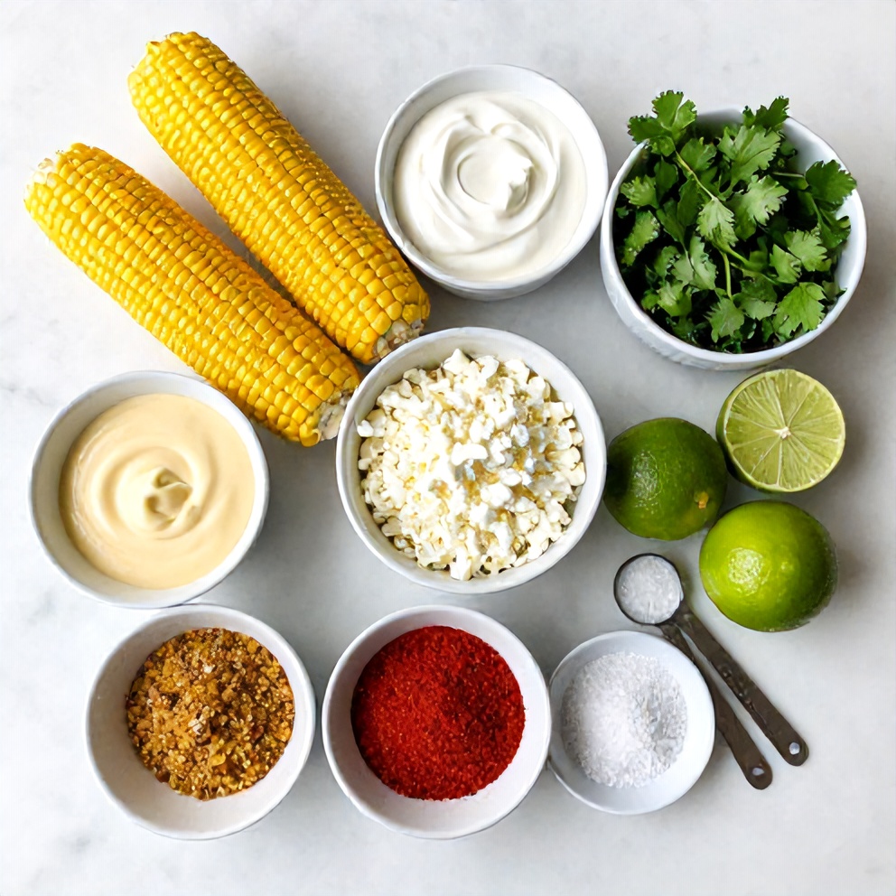 Mexican Street Corn Ingredients Flat Lay