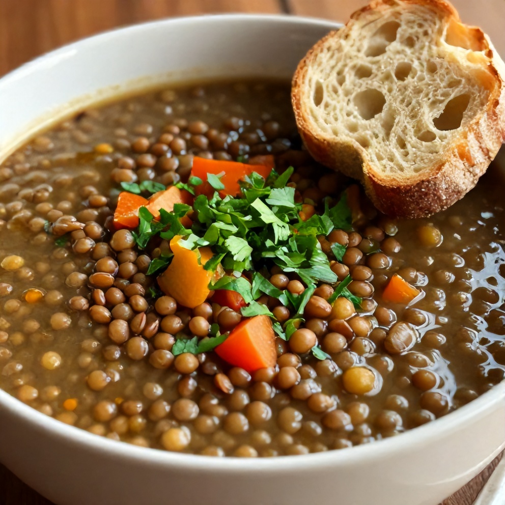 Bowl of hearty lentil soup