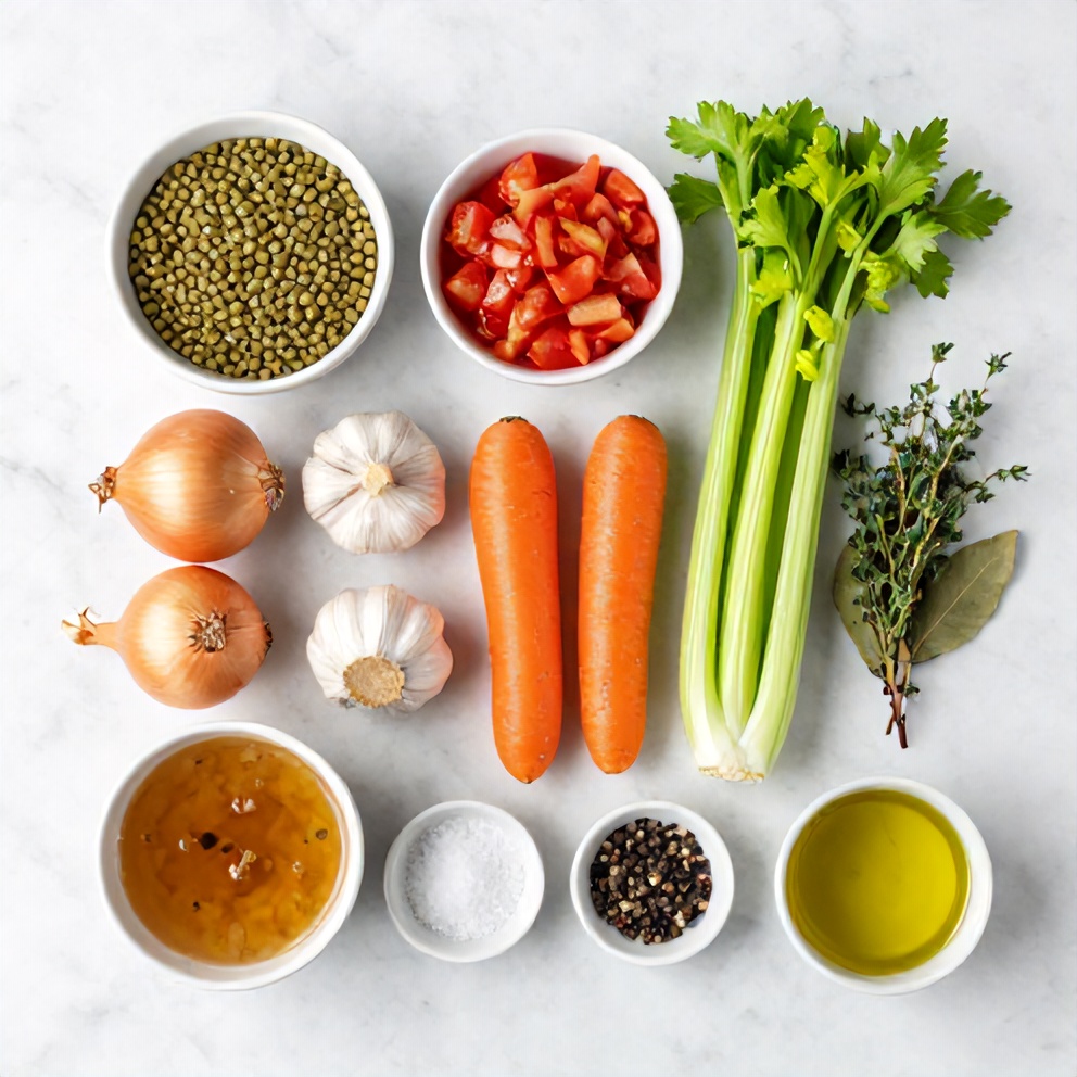 Ingredients for easy lentil soup