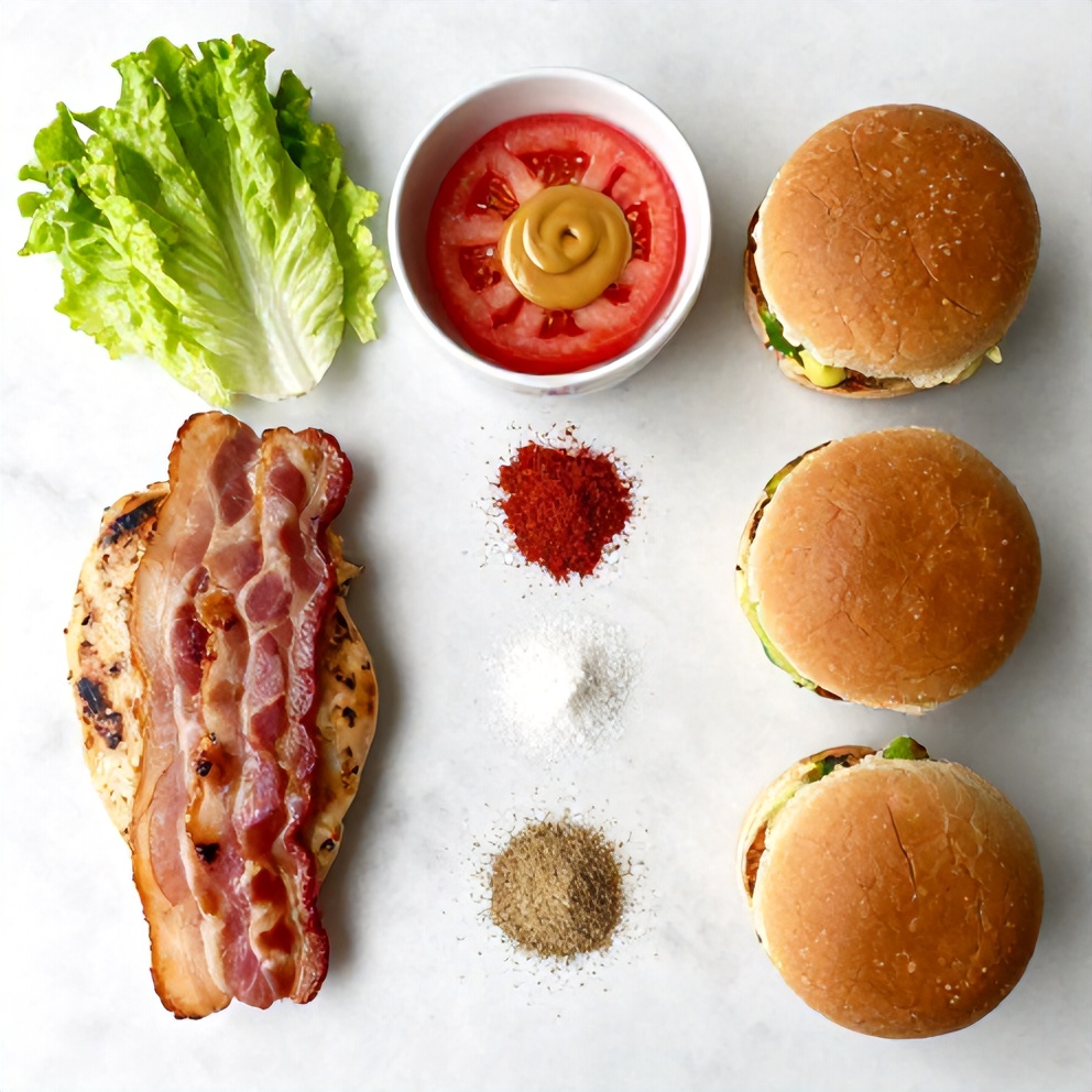 Raw ingredients for Honey Mustard BLT Chicken Sliders