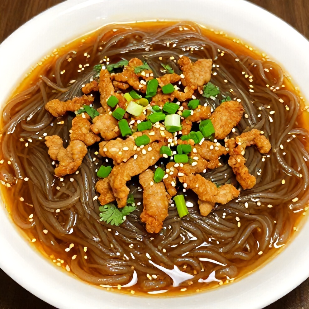 Hot and Sour Noodle Soup with Pork Topping
