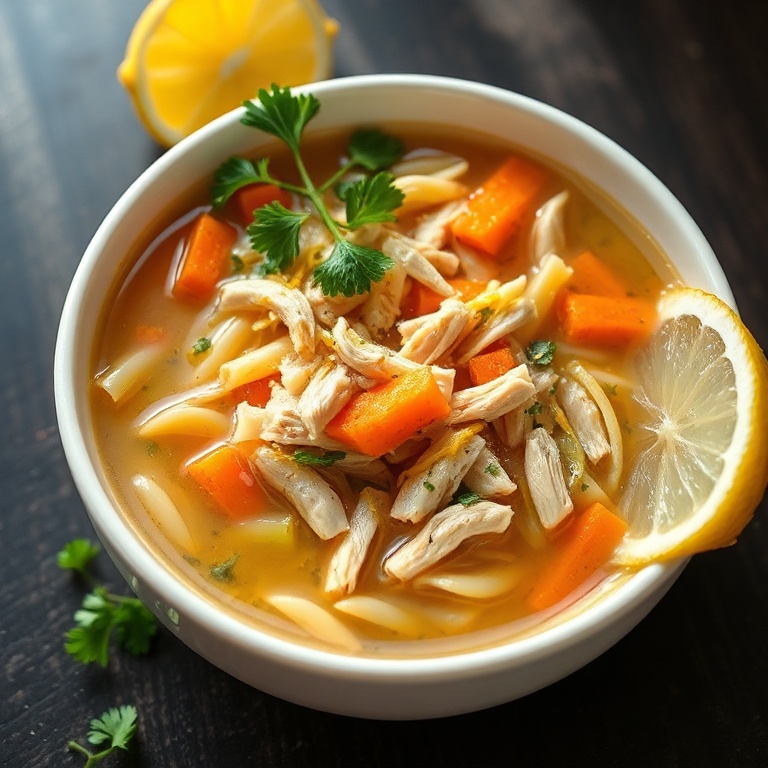 easy Italian lemon chicken orzo soup