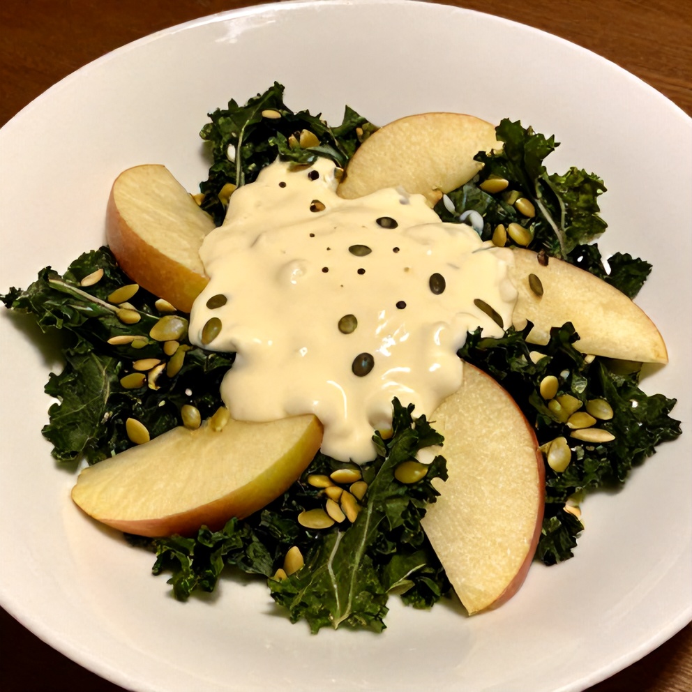 Kale Apple Salad with Lemon Tahini Dressing