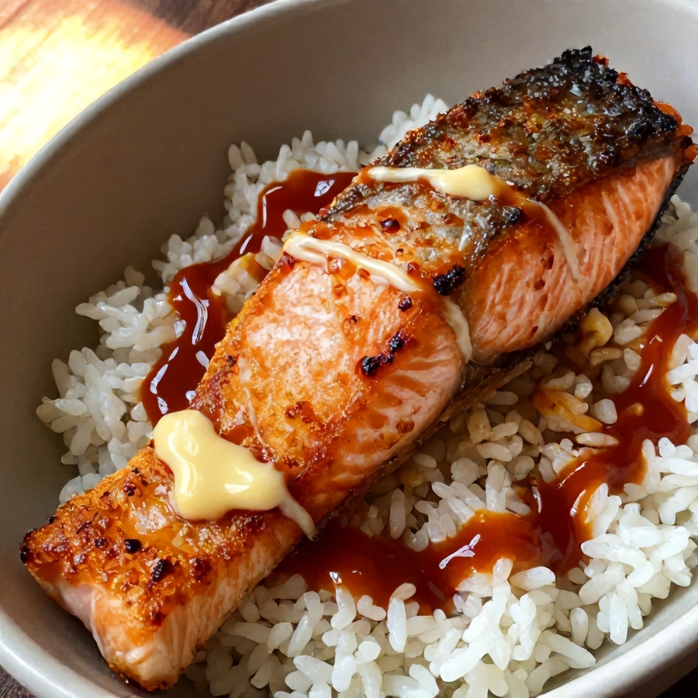 Easy Korean Gochujang Butter Salmon Rice Bowl