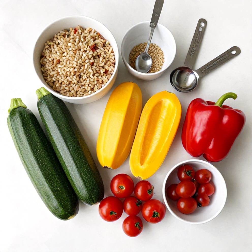 Farro salad ingredients