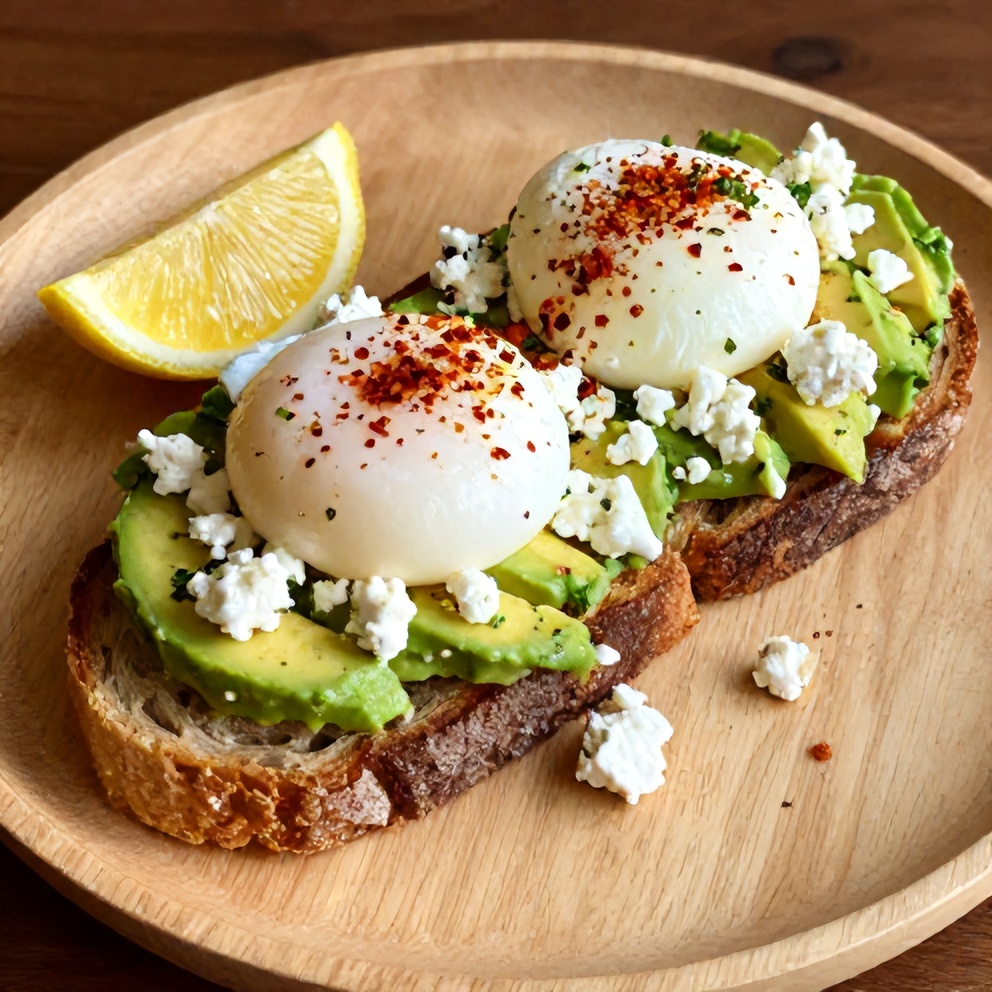 Mediterranean Avocado Toast with Poached Egg and Feta