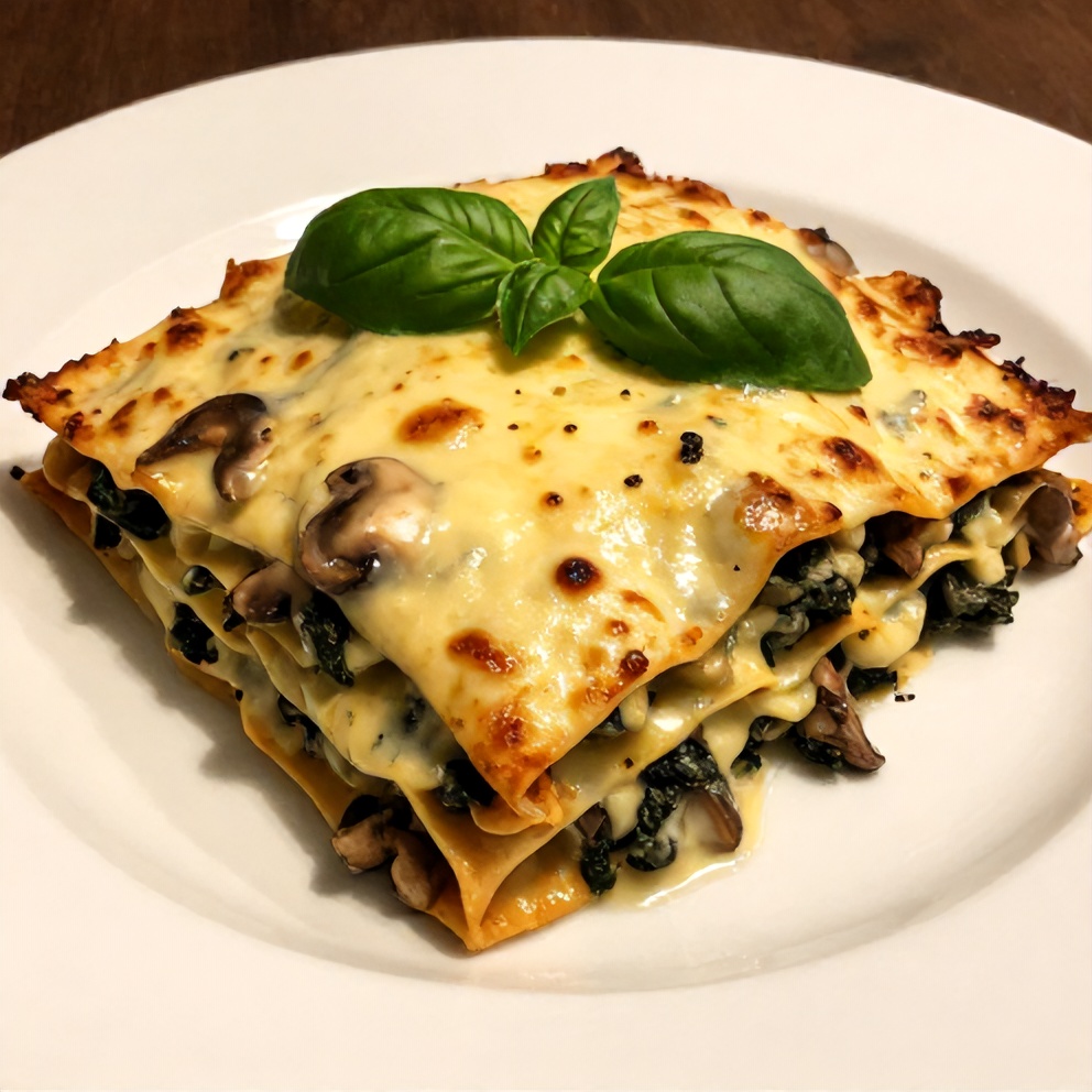 Perfectly Baked Mushroom Spinach Lasagna