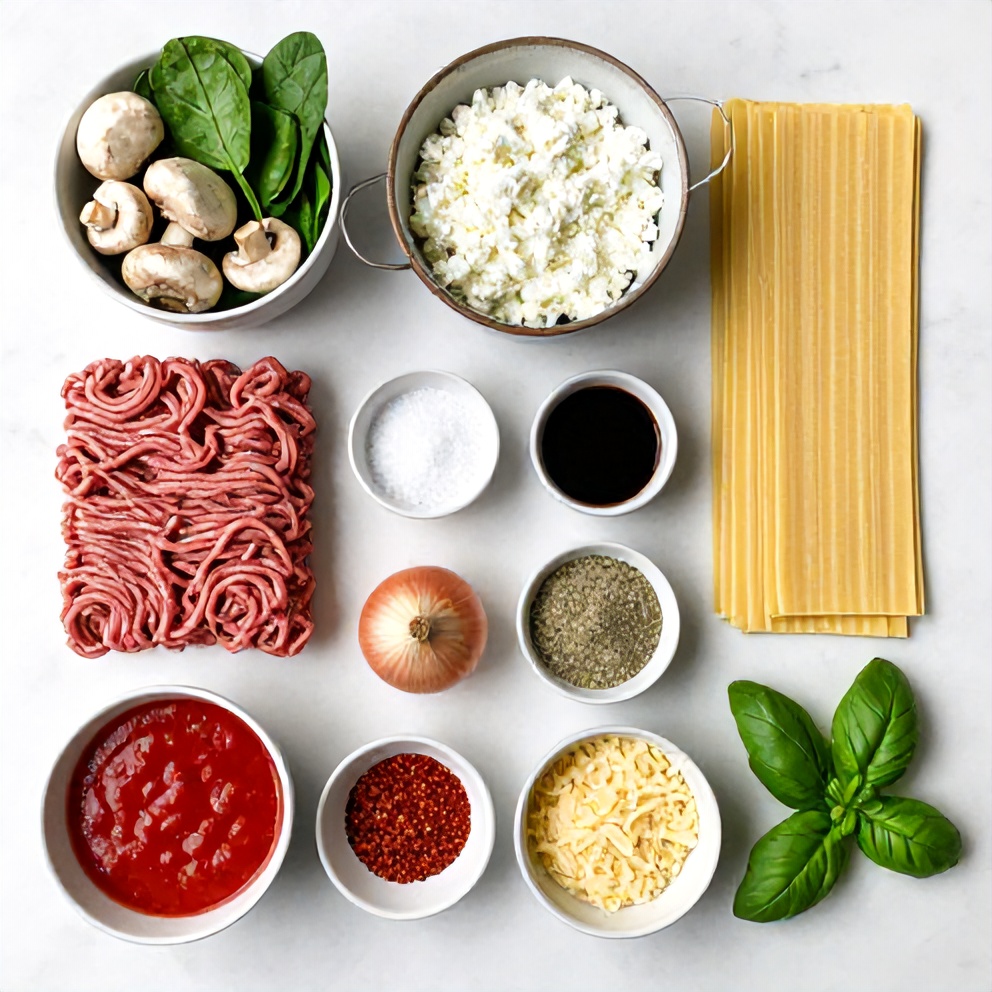 Mushroom Spinach Lasagna Ingredients