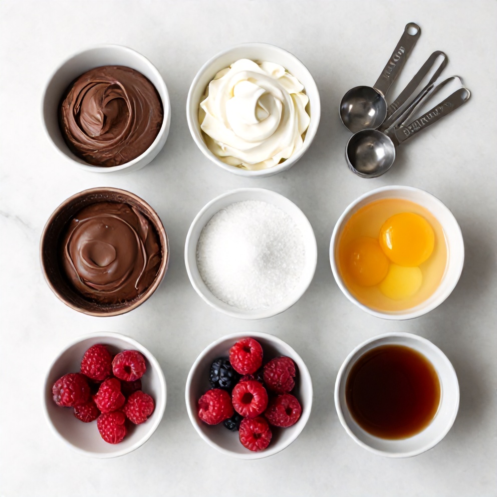 Raw ingredients for no-bake chocolate mousse dessert