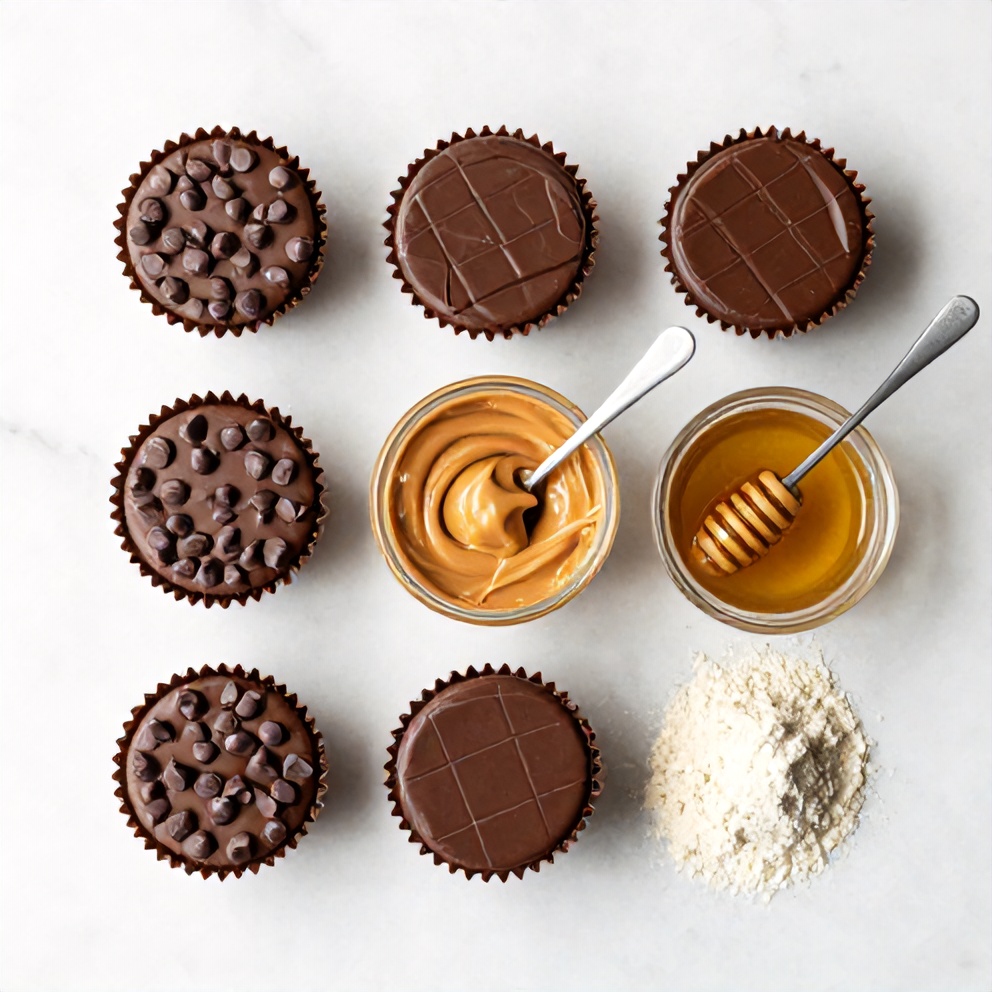 Raw Ingredients for No-Bake Chocolate Peanut Butter Protein Cups