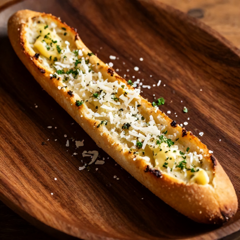 Plated serving of Olive Garden style breadsticks with garlic butter