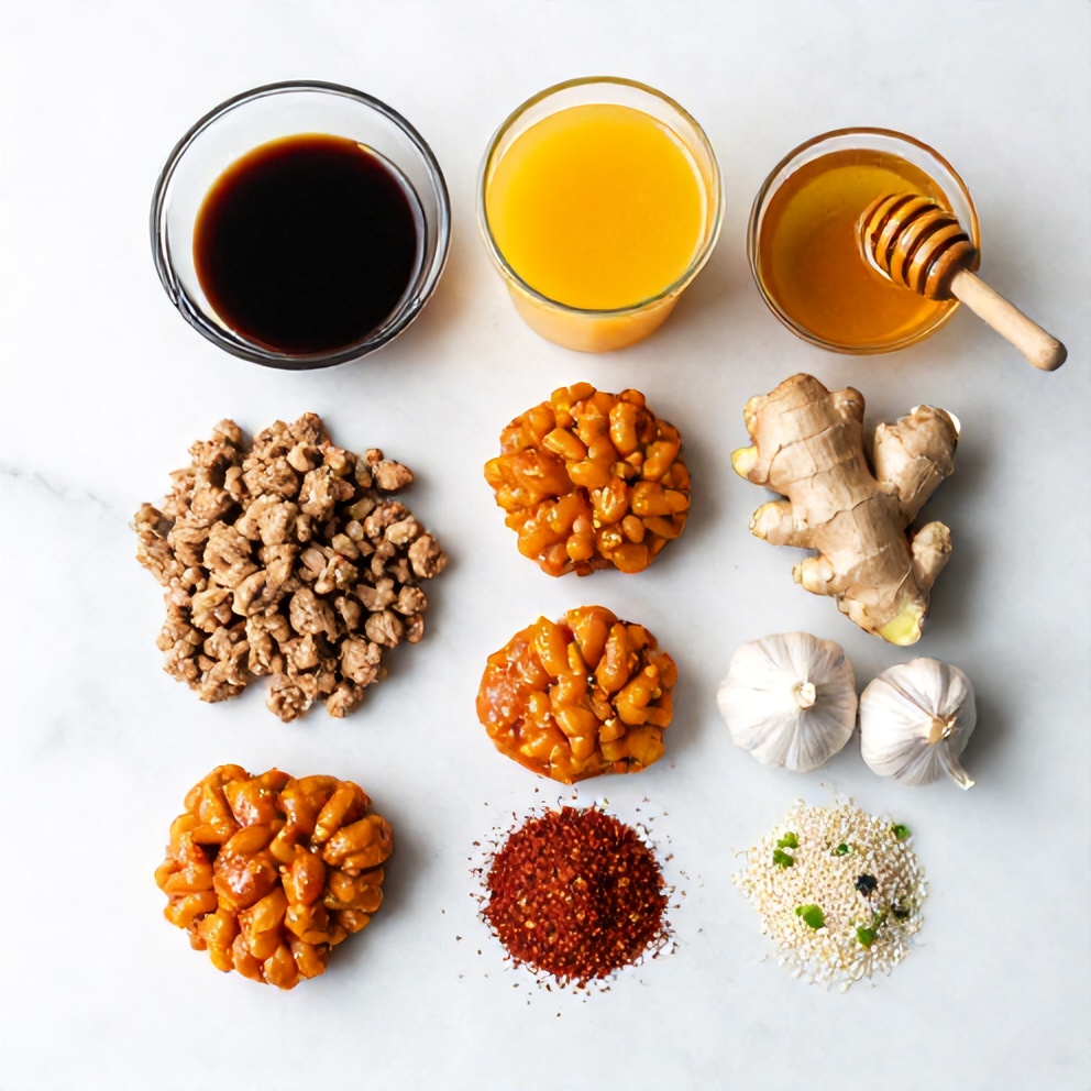 Raw ingredients for Orange Teriyaki Turkey Medallions