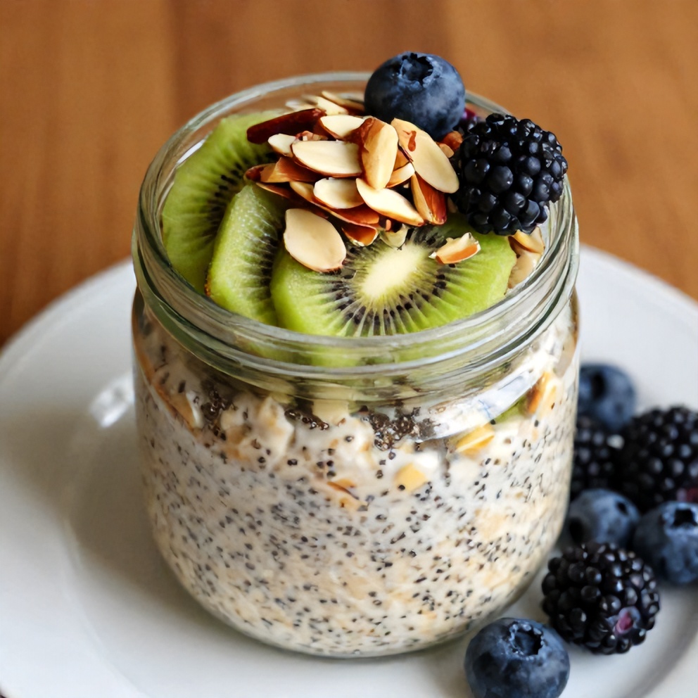 Overnight Oats with Kiwi and Chia Seeds