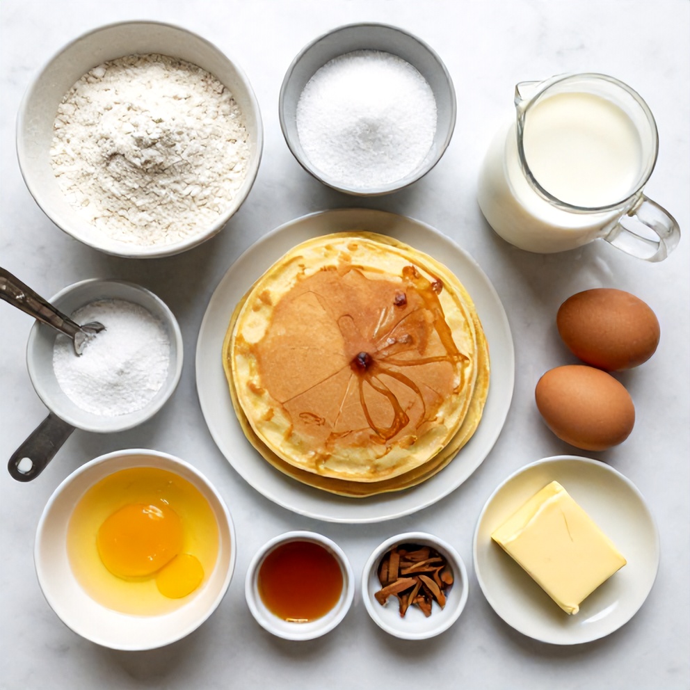 Pancake Tacos ingredients on a marble surface