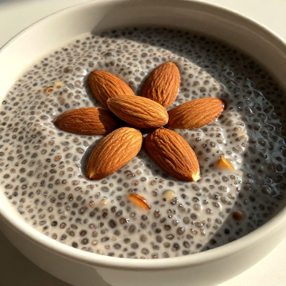 Peach Chia Pudding with Almonds