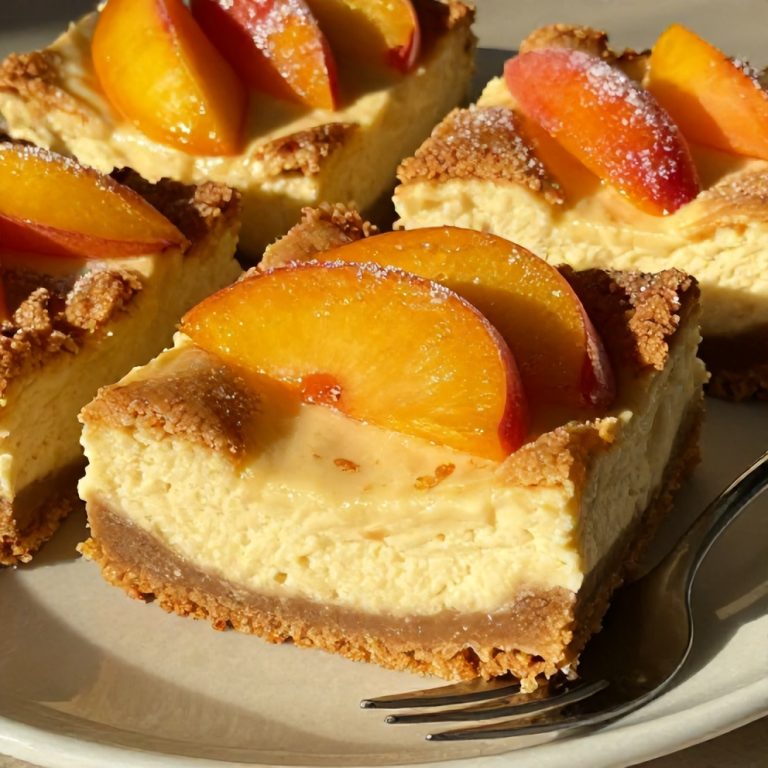 Easy Peach Cobbler Cheesecake Bars