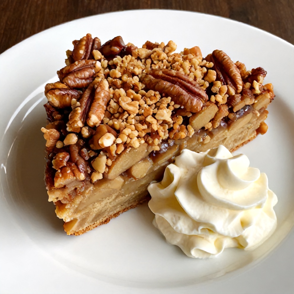 Pecan Apple Crisp Coffee Cake on a white plate