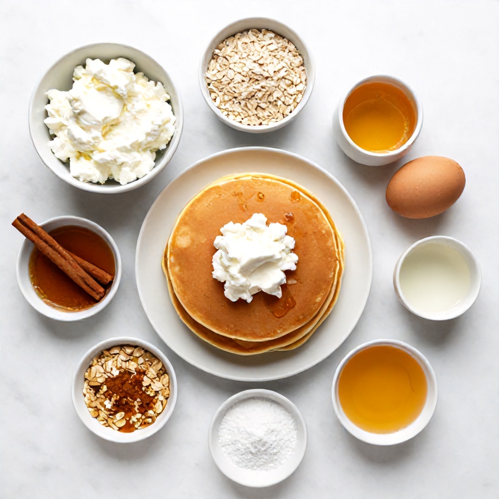 Ingredients for Easy Protein Pancakes with Cottage Cheese and Oats