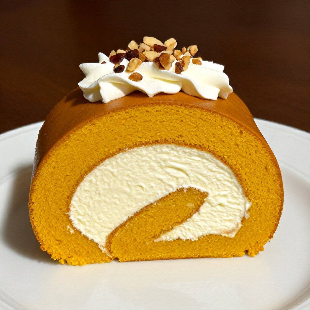 Pumpkin roll dessert on a plate