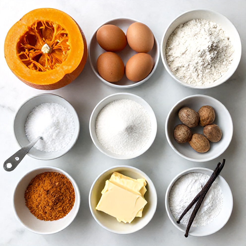 Raw ingredients for pumpkin roll recipe