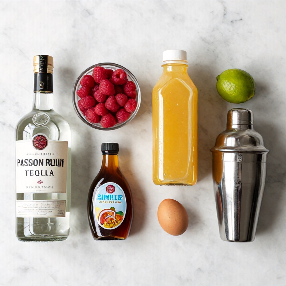 Raspberry Passionfruit Tequila Sour Ingredients