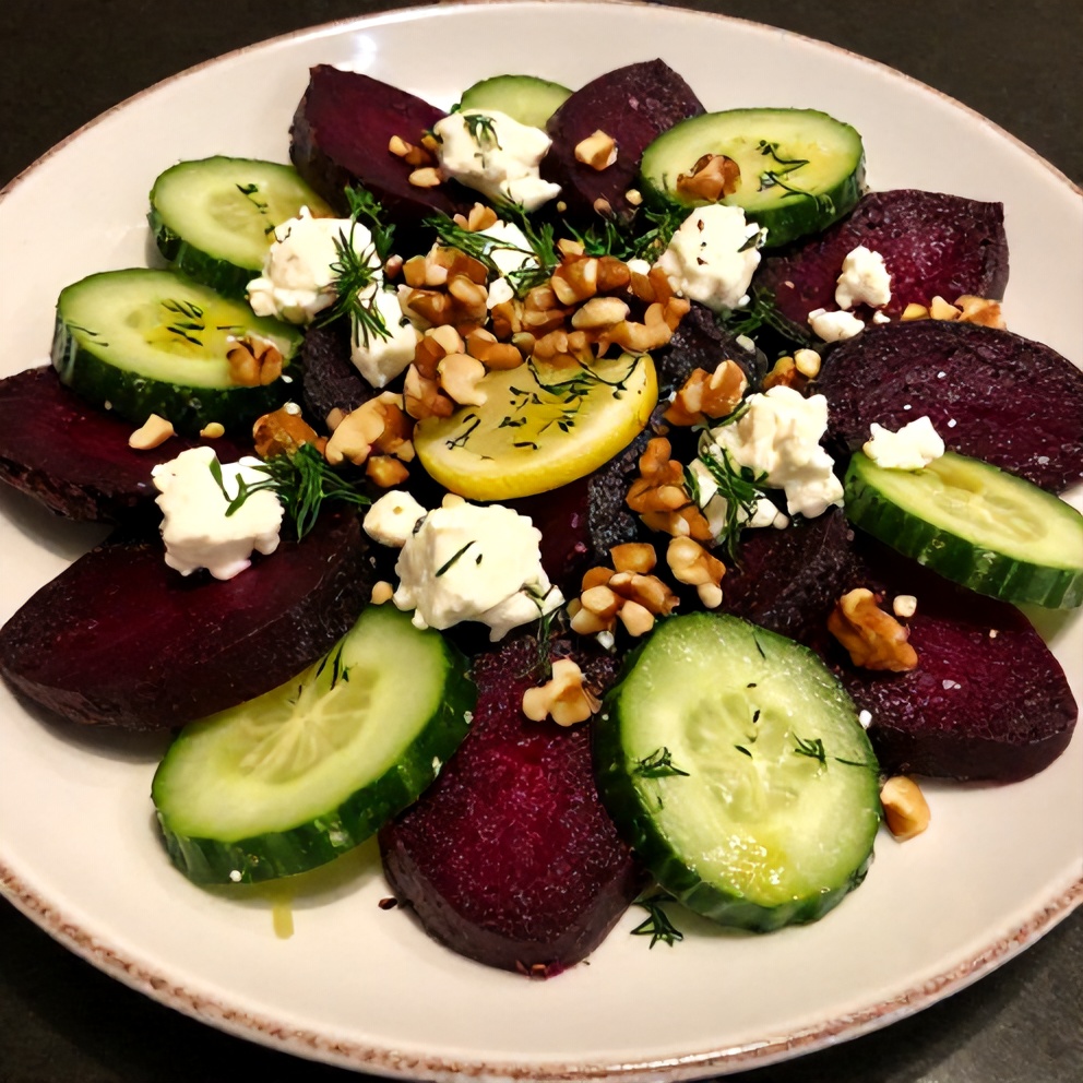 Easy Roasted Beet Salad with Feta and Cucumber