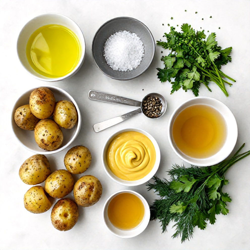Raw ingredients for roasted potato salad