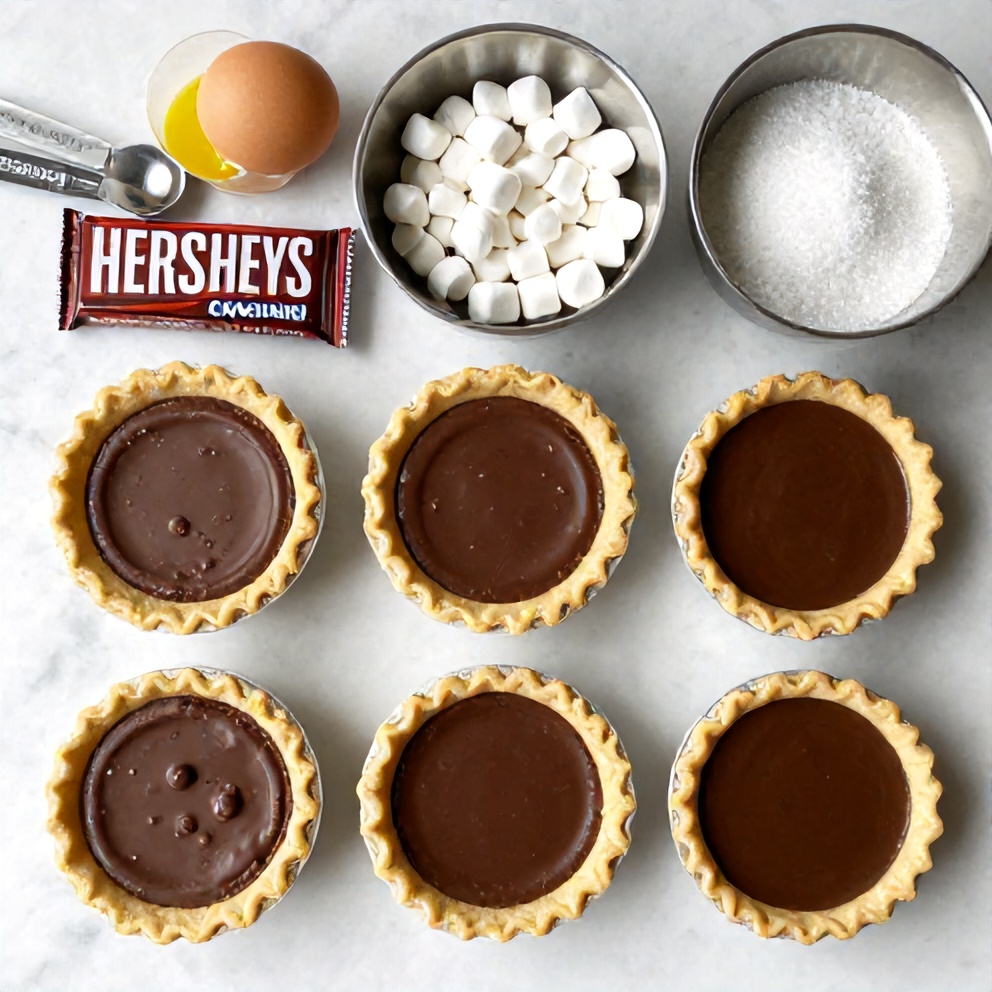 Ingredients for Easy S'mores Hand Pies on a marble surface
