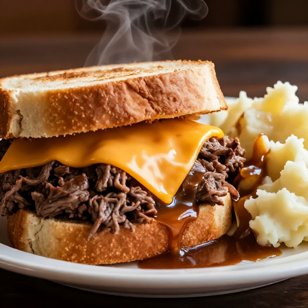 Easy Slow Cooker Beef and Cheddar Sandwiches
