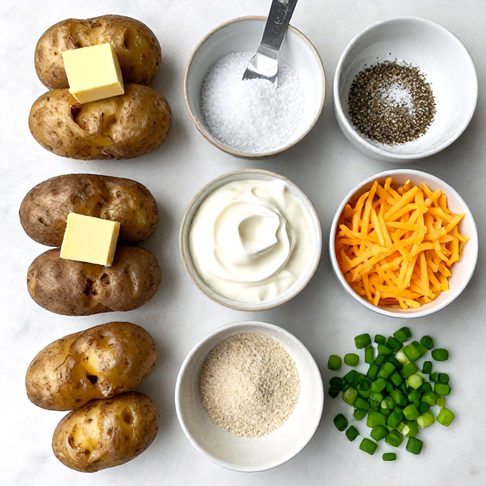 Raw Ingredients for Easy Slow Cooker Loaded Baked Potatoes