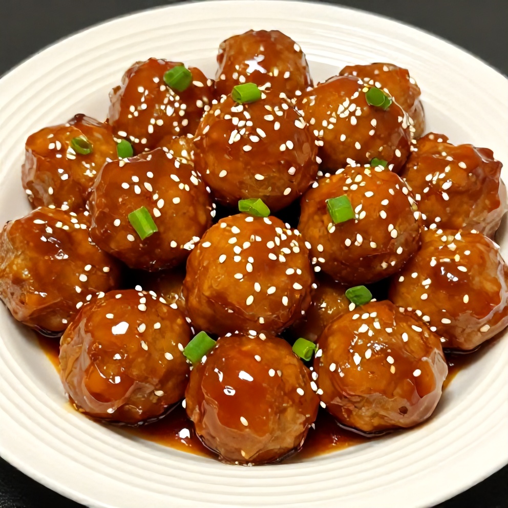 Plated Sweet and Sour Meatballs