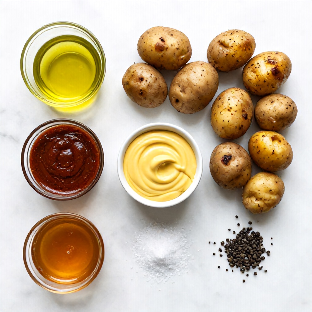 Ingredients for smoked baby potatoes with beer mustard