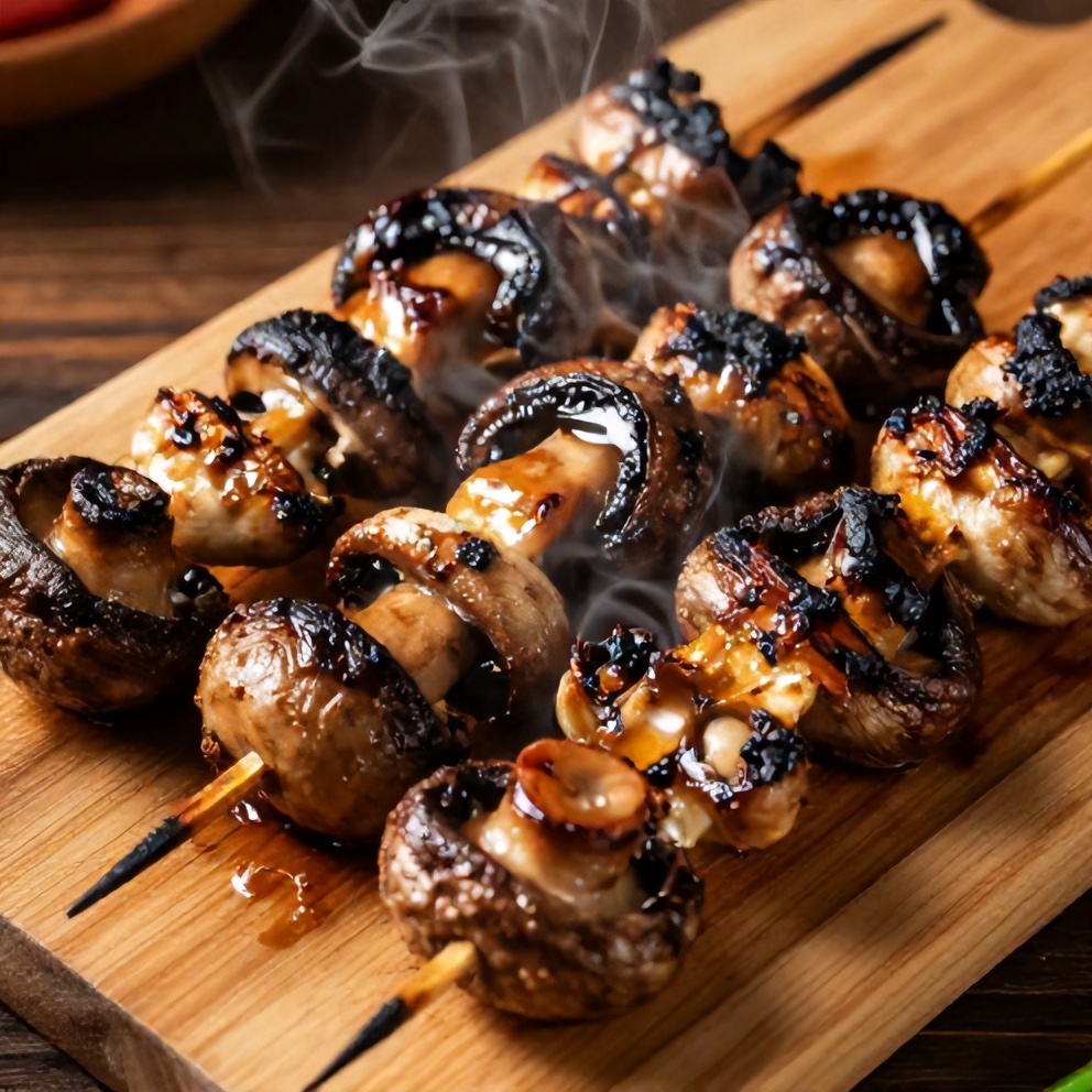 easy smoky grilled mushroom skewers