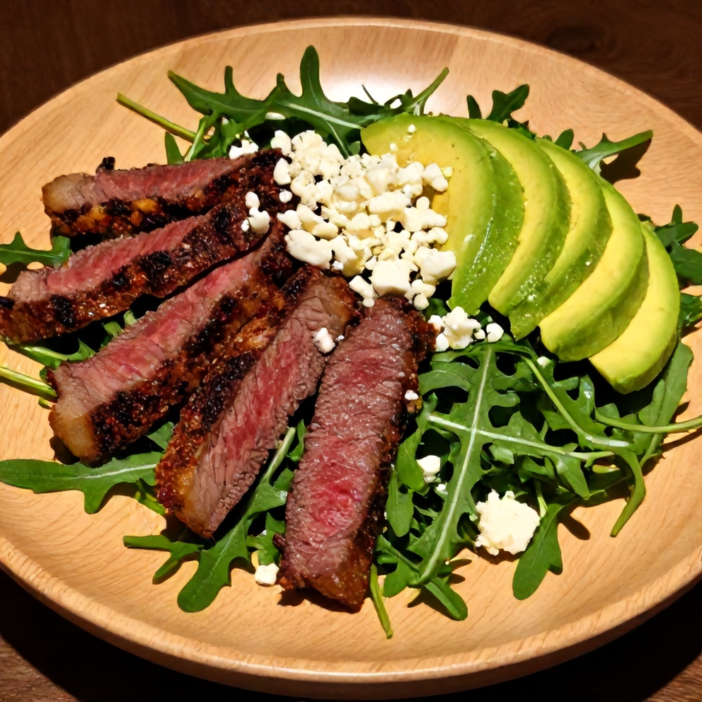 Plated Steak and Arugula Salad