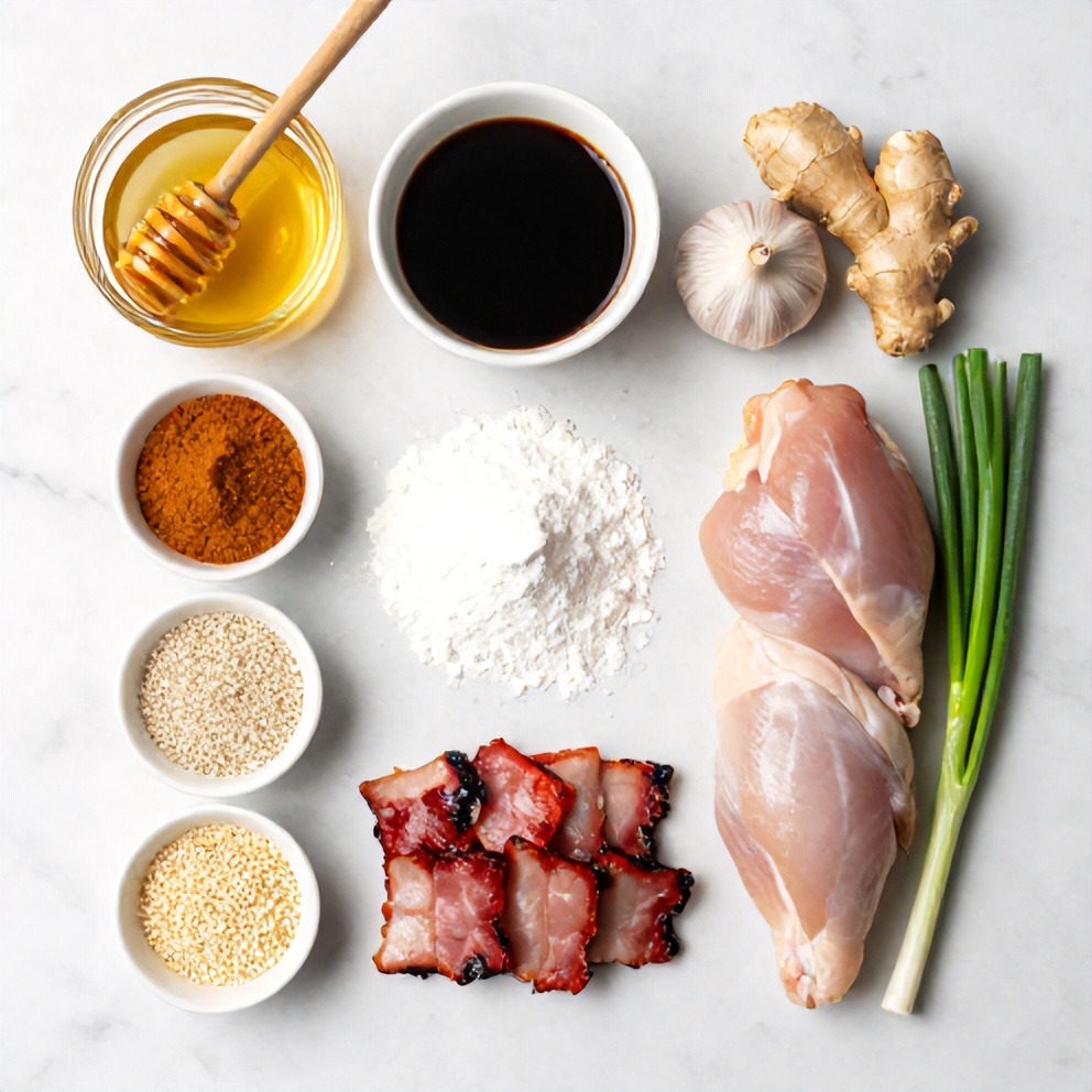 Raw ingredients for sticky char siu chicken recipe