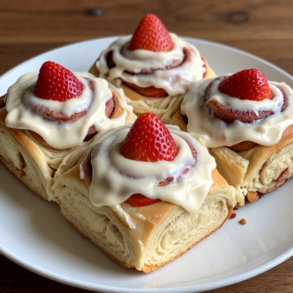 Easy Strawberry Cinnamon Rolls with Cream Cheese Glaze