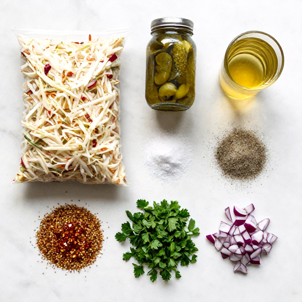 Ingredients for Sweet and Spicy Pickle Slaw